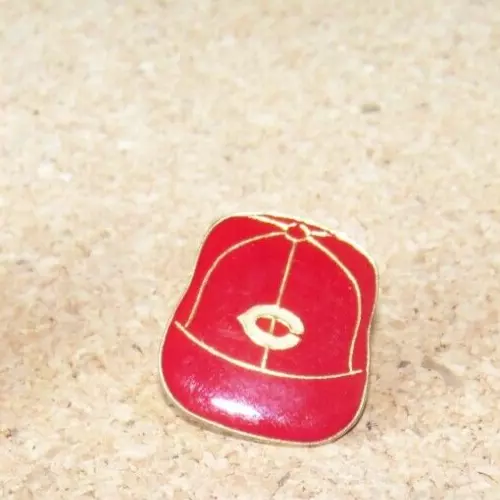 Cincinnati Reds baseball cap lapel pin light yellowing, older style
