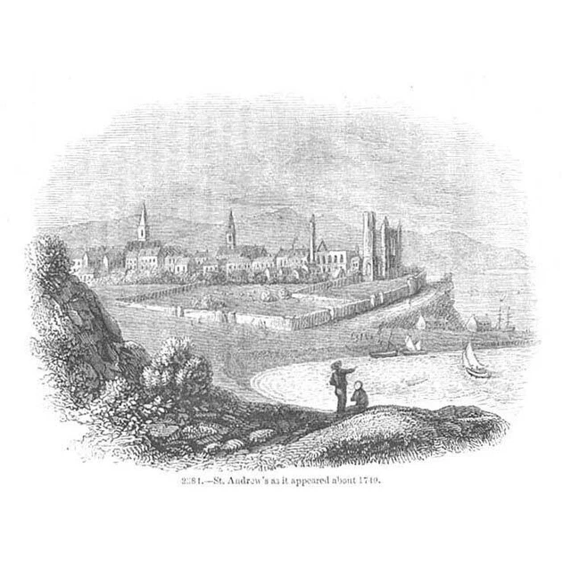 ST ANDREWS Fife View of the Town in 1740 - Antique Print 1845