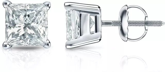 5.25 Ctw Lab grown diamond stud earrings 14 Kt white gold IGI certified G VS1