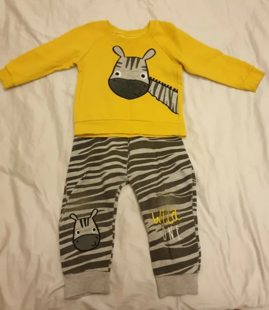 St. Bernard For Dunnes Stores Yellow Grey Zebra Jumper Trousers 2 pieces set