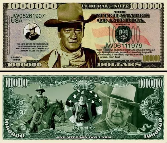 JOHN WAYNE BILLET 1 MILLION DOLLAR US ! Collection cinéma/western Série Far West