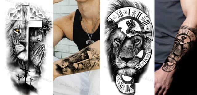 18 Fogli Tatuaggi Temporanei Uomo, 10 Pcs Adesivi Per - Foto 7