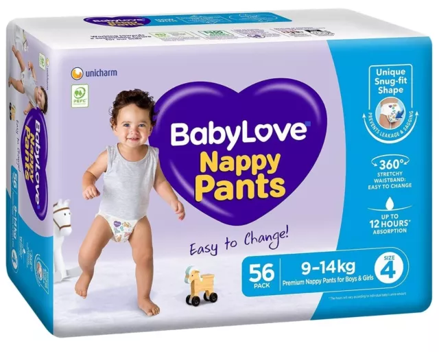 BabyLove Nappy Pants Size 4 (9-14kg) | 112 Pieces (2 X 56 pack)