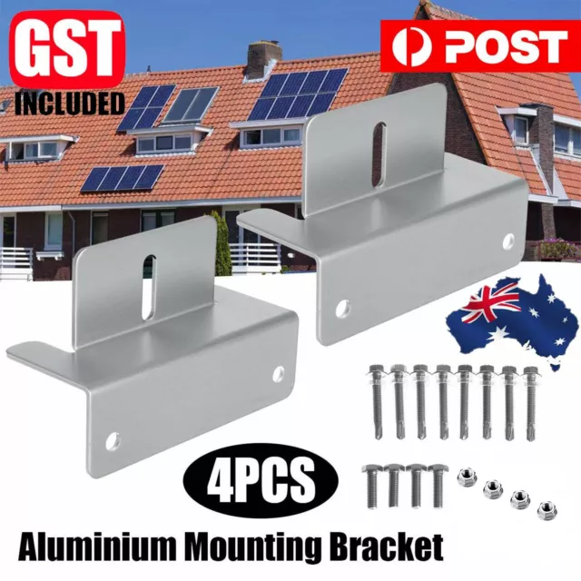 4 Pcs Solar Panel Z-Bracket Mounting Flat Roof Yacht RV Mount Aluminum Alloy Kit