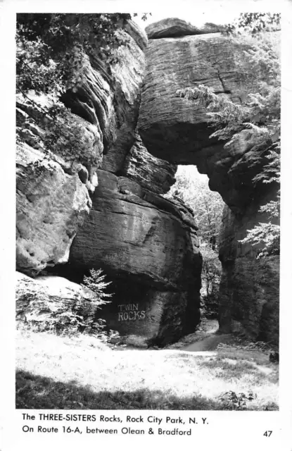 Rock City Park New York Three Sisters Rock Real Photo Antique Postcard K39581