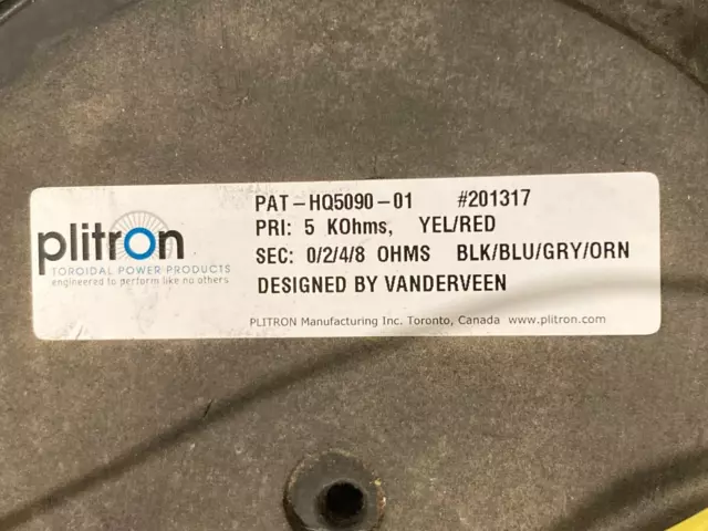Plitron PAT-HQ5090-01 Toroidal Output Transformer Vanderveen 5K Pri SE 90Watt 3