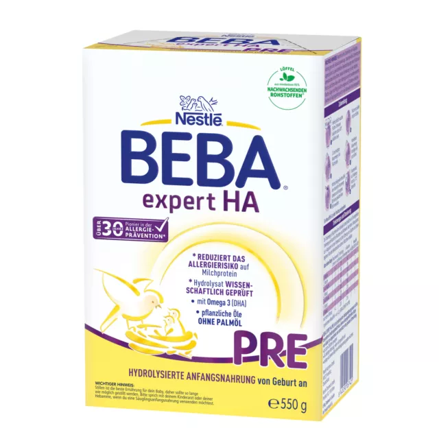 Nestle BEBA Expert HA Pre 550g Anfangs Milch für Babys ab Geburt, Babynahrung