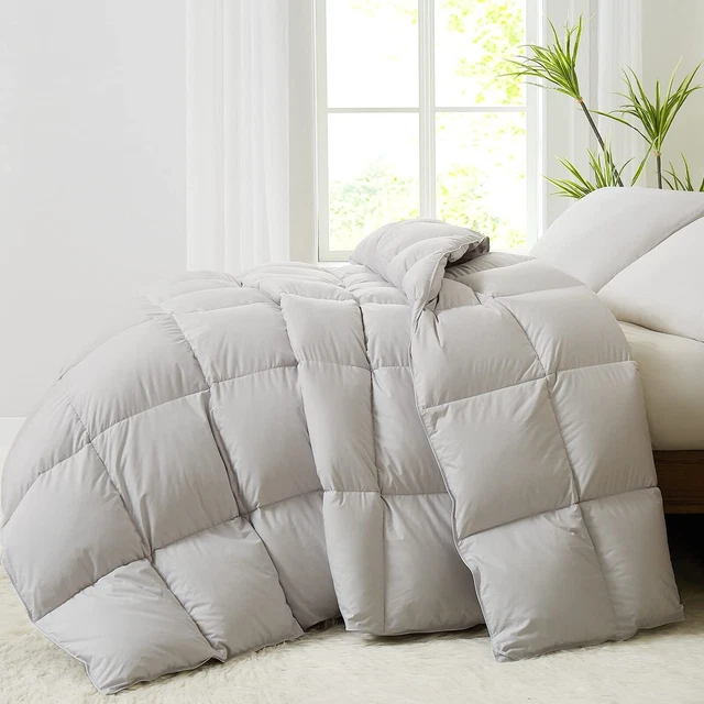 HomeMate Goose Feather Down Comforters Duvet Inserts Twin Size, Grey Duvet Co...