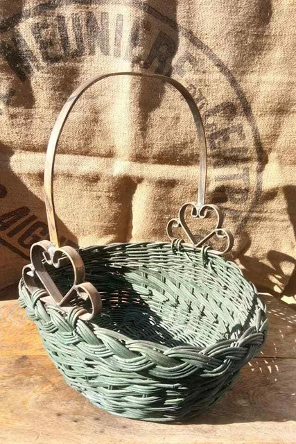 Grand Panier Vintage En Osier Et Rotin – Vannerie Ancienne – Déco Nature