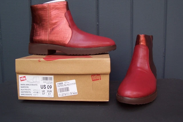 Fitflop Mara Maroon Ankle Boots - Sz 9 EU41 – NIB
