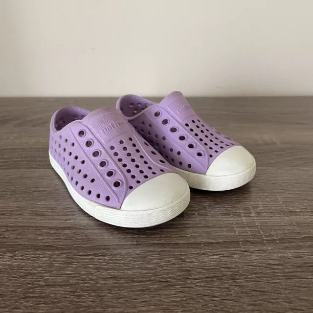 Native Little Girls Jefferson Lavender Rubber Waterproof No Lace Slip On Shoe 5c