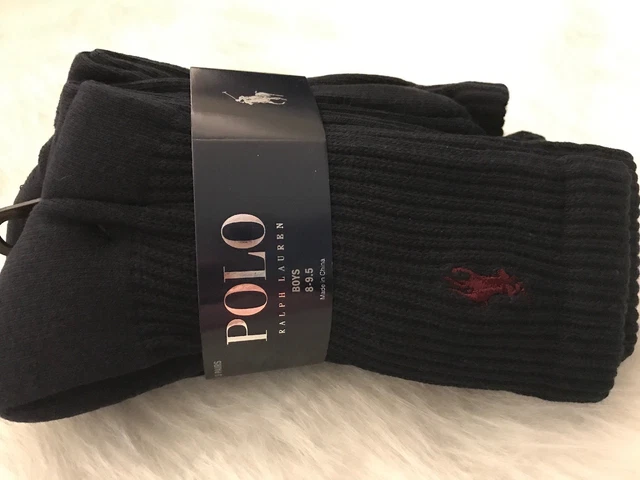 New Polo Ralph Lauren Boys Socks 3 Pairs Size 8-9.5 . For Shoe Size(13-3)