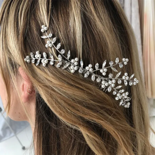 Wedding Bridal Pearl Hair Comb Crystal Rhinestone Headband Crown Tiara Jewelry