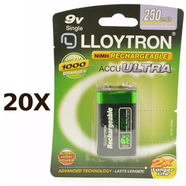 20X Lloytron NIMH AccuPower 9 V Akku - 9 V 250mAh (B018)