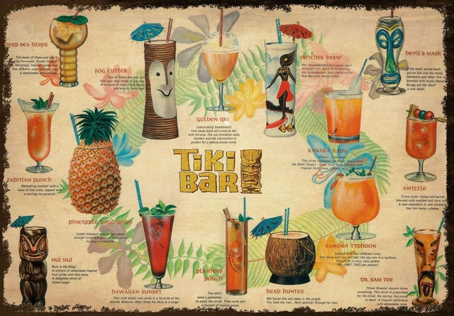 Vintage New Metal Poster Tiki Bar Summer Cocktail Menu Metal Tin Sign 8x12 In... Vintage New Metal Poster Tiki Bar Summer Cocktail Menu Metal Tin Sign 8x12 In...