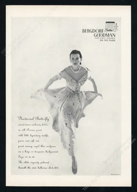 1947 Richard Avedon photo Nocturnal Butterfly dress Bergdorf vintage print ad