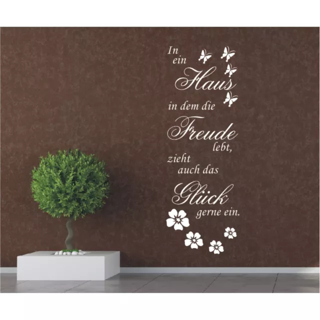 FLUR WANDTATTOO SPRUCH In ein Haus Glück Freude Wandsticker