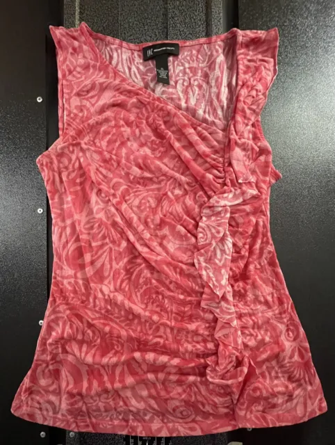 Womens XL  INC International Concepts Pink 3D Short-Sleeve Casual Shirt