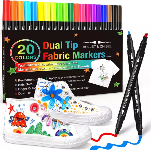 Black Fabric Markers Permanent for Clothes: Dual-Tip Fabric Marker