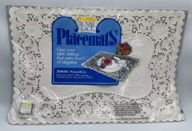 NOS 20 Royal Lace White Lace Formal Dining Placemats NEW 9¾" x 14½"