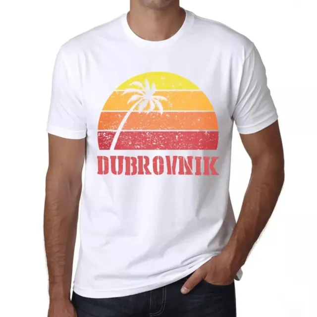 Camiseta Estampada para Hombre Palma, Playa, Puesta De Sol En Dubrovnik – Palm,