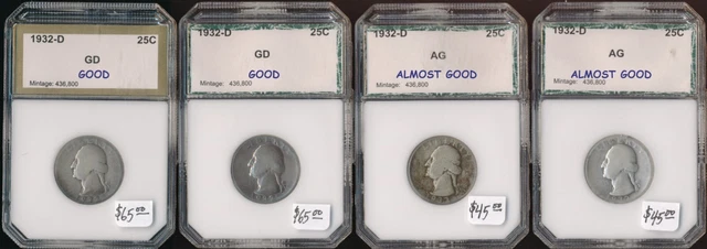 🔥Four 1932-D Washington Quarters🔥Key Date Bonanza See Pictures🌟No Reserve🌟