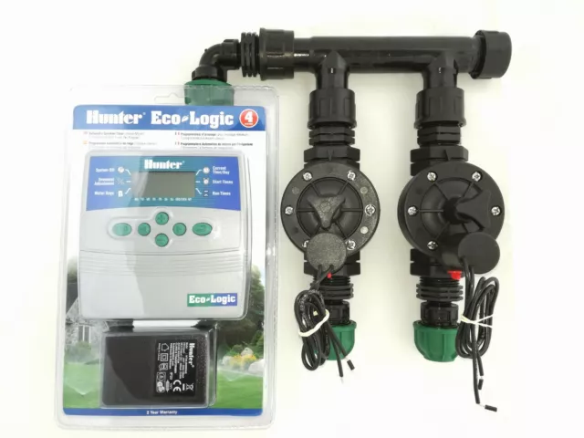 Kit Irrigazione Programmatore 2 Zone Prato Giardino Elettrovalvola Hunter Elc