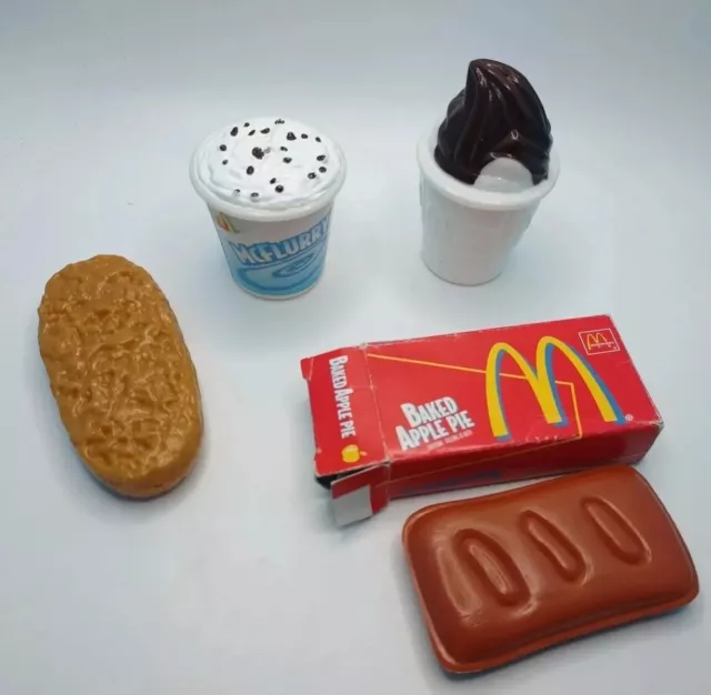 Vintage McDonalds Mini Toy Lot Hot Fudge Sundae Mcflurry Hashbrown Hot Apple Pie
