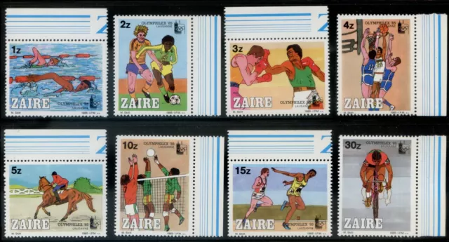 Zaire 1985 MNH** Sports*Swimming*Boxing*Cycling*Football*Volleyball*Olympics 8v