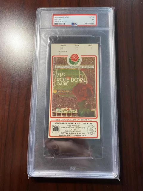 1985 Rose Bowl Football Game Ticket PSA 1 USC Trojans Ohio State Buckeyes RARE🔥