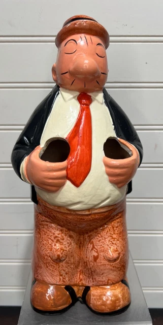 Vintage KFS 1980 Popeyes Wimpy  Utensil Holder planter figural ceramic