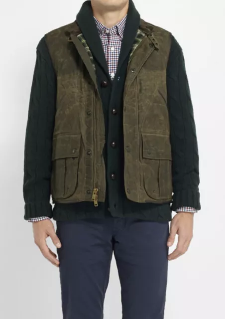 Polo Ralph Lauren Medium Wax Cloth Monroe Vest Jacket RRL Coat Hunting Green
