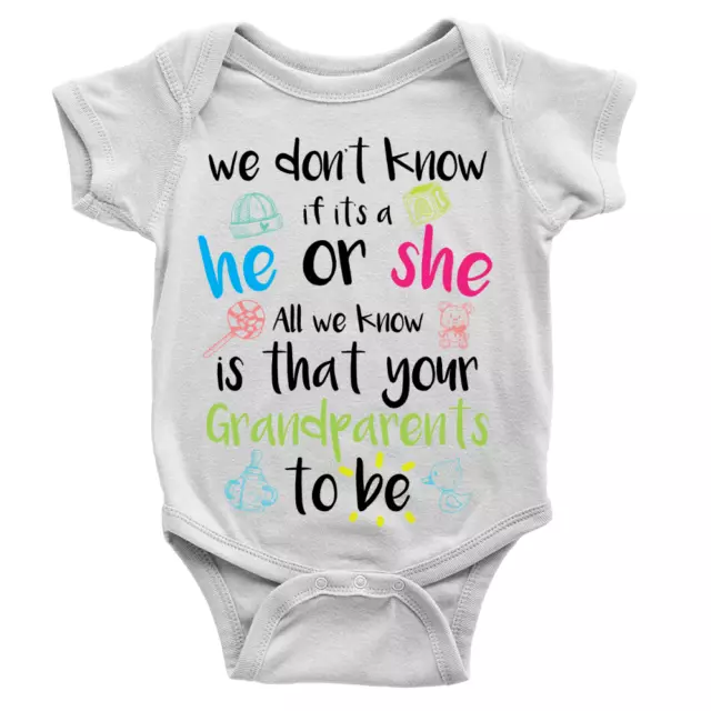 Grandparents To Be Babygrow New Baby Announcement Boy Or Girl Body Suit