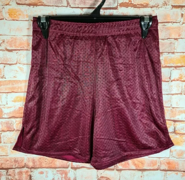 BNWT Girls Boys Sz 16 LW Reid Maroon Stretch Mesh Style School Sports Shorts