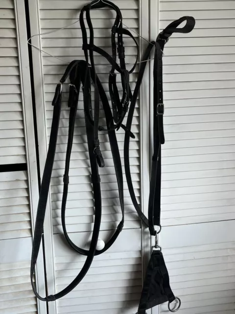 Black Nylon Complete Race Racing Exercise Bridle Set W/Yoke and RIngs tack