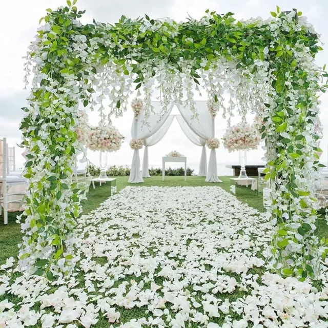 10Pcs Artificial Fake Hanging Flowers Vine Plant Home Garden Party Wedding Decor