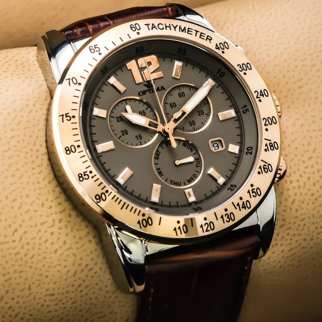 Montre Optima Chronographe Suisse à Quartz - Modèle OSC432-SS-2 - Neuf Avec Boîte Et Garantie