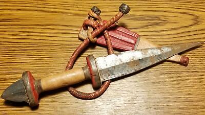 Vtg. Rare African Ethnic Tribal Sudan Dagger Knife Hand Forged Iron & Snakeskin
