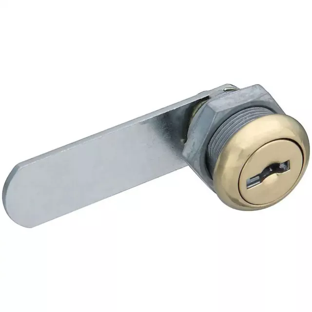 National Hardware N239-152 Drawer & Door Utility Lock Brass 1/4" Thick Keyed