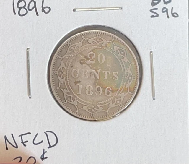 1896 20 Cent Coin Newfoundland, NFLD Nice Rainbow Toning Canada