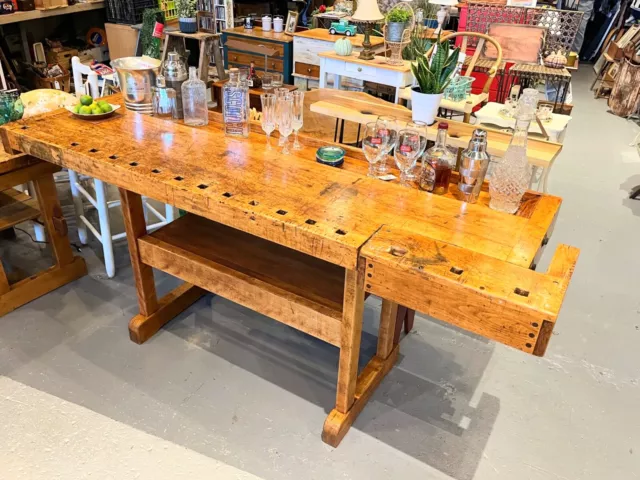 Antique Workbench Kitchen Island or Bar Restored