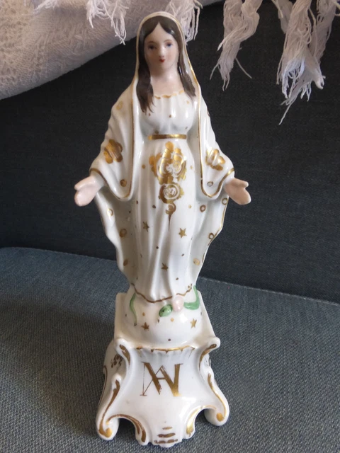 VIERGE MARIE PORCELAINE De Paris Rehaussee D'or Xix Eme Ttb EUR 59,00 - FR