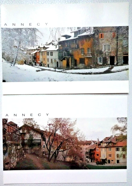 LOT de 2 Grande Carte Postale luxe ANNECY LAC FRANCE POSTCARDS NEUF 12 x 17cm