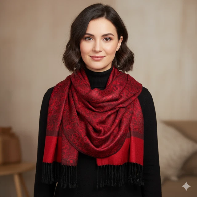 Écharpe en Soie Homme Vintage Paisley Rouge