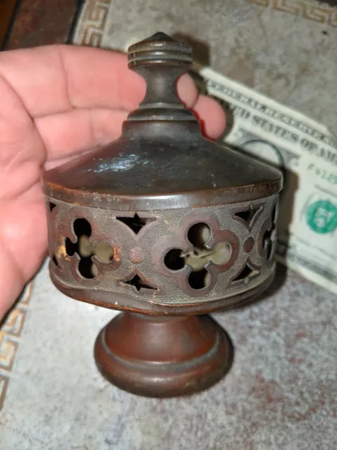 Antique Brass Bronze Architectural Church Salvage Pierced 4.5" Quatrefoil Finial