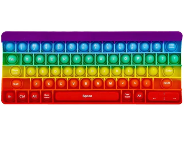 Pop It Keyboard Silicone Fidget Sensory Toy Rainbow