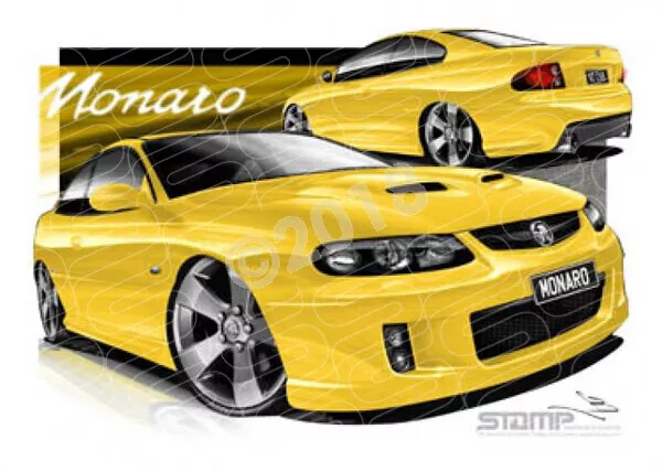 Holden Monaro V2 MONARO VZ DEVIL YELLOW A3 FRAMED PRINT (HC89)