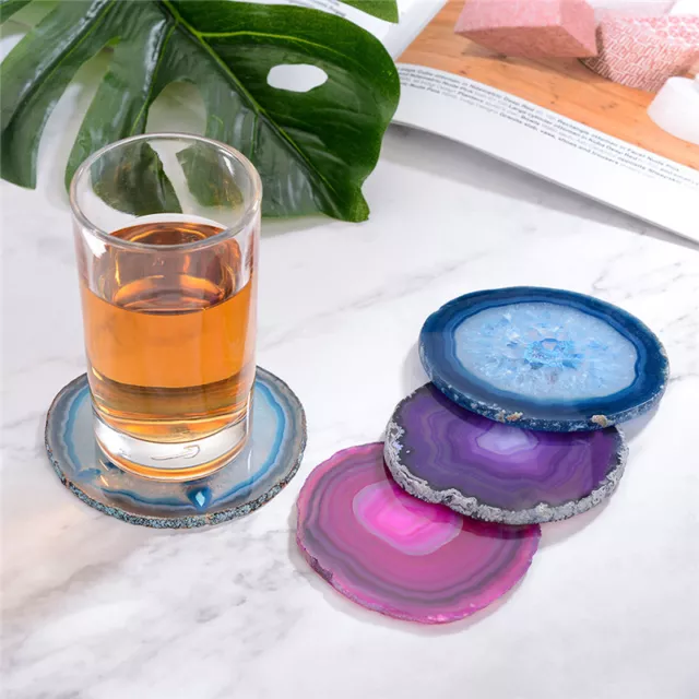 Natural Agate Coasters Sliced Agate Barware Wine Coasters Housewarming Gift