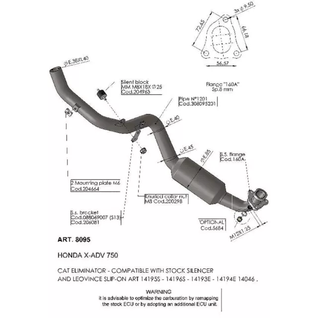Auspuffkrümmer ohne Katalysator (ohne Homologation Honda X-ADV 750 ABS DCT 20