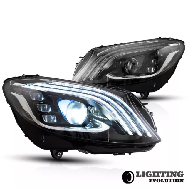 For 2015-2018 Mercedes C-Class C300 W205 LED Headlights Left+Right Dynamic DRL